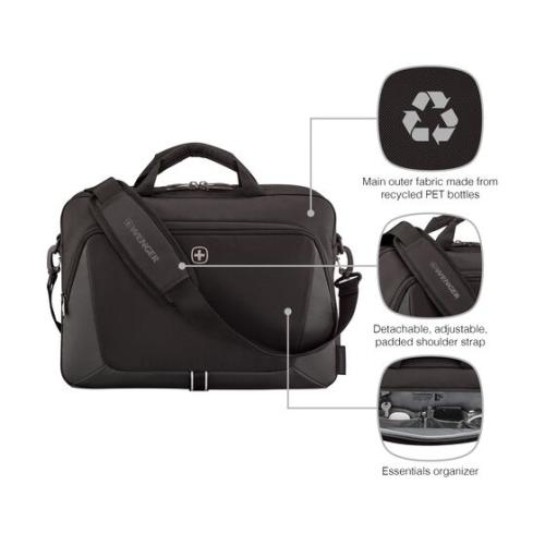 Wenger, XE Brief 16, 16" Laptop Briefcase with Tablet Pocket, Black "653300"