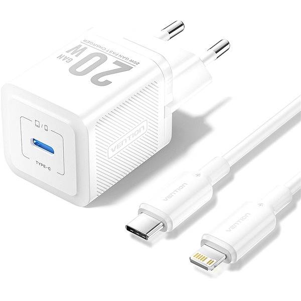 Alimentator retea Vention, 20W, PD 20W, 1 x USB-C, Cablu USB-C - Lightning inclus, alb, "TZ-FEPW0-EU-02" (timbru verde 0.18 lei) - 6922794786301