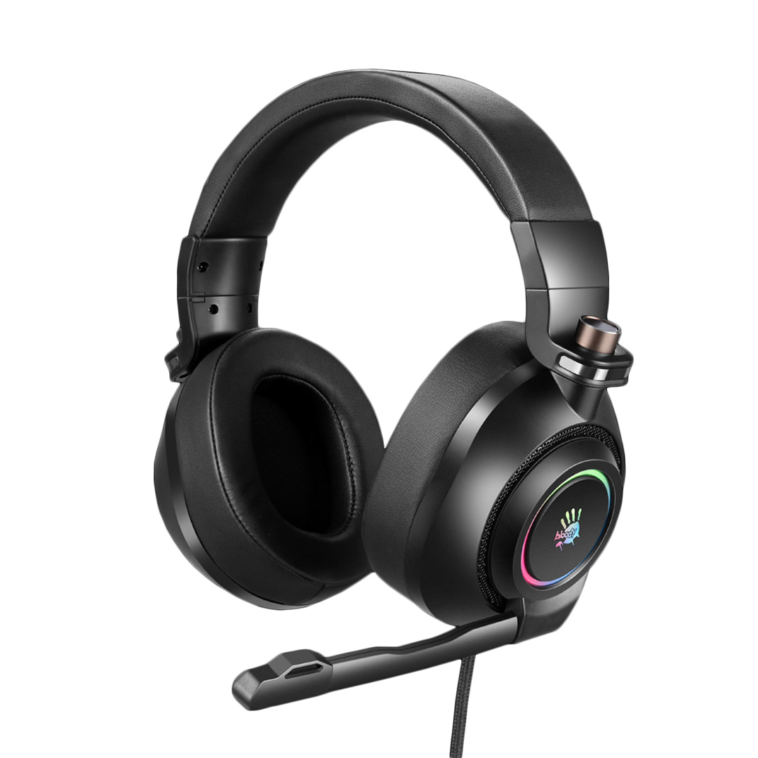 CASTI A4TECH Bloody gaming, cu fir, tip standard, utilizare multimedia (PC and more), microfon pe casca, 7.1 virtual sound, iluminare, negru, USB, "G580" (timbru verde 0.8 lei)