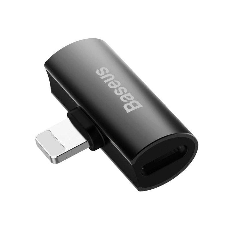ADAPTOR Incarcare si audio Baseus, 1 x Ligthning (T) la 2 x Lightning (M), negru "CAL46-01" (timbru verde 0.18 lei) - 6953156287143