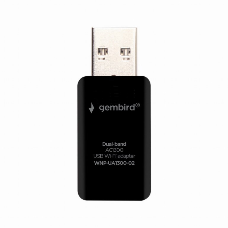 ADAPTOR RETEA GEMBIRD , extern, USB 3.0, suporta pana la 802.11ac 1300 Mbps, 2.4 GHz + 5 GHz, "WNP-UA1300-03" (timbru verde 0.18 lei)