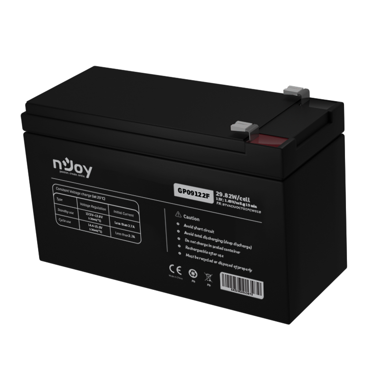 nJoy |BTVACIUOCTO2FCW01B | GP09122F | Baterie UPS | 12 V | 9 A | Borne F2 | 29,82 W | 151 x 65 x 100 mm "BTVACIUOCTO2FCW01B" (timbru verde 0.5 lei)