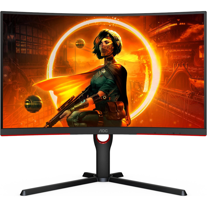 MONITOR AOC - gaming 27 inch, Gaming, IPS, WQHD (2560 x 1440), curbat, 300 cd/mp, 1 ms, DisplayPort | HDMI x 2, "CQ27G3SU/BK" (timbru verde 7 lei)