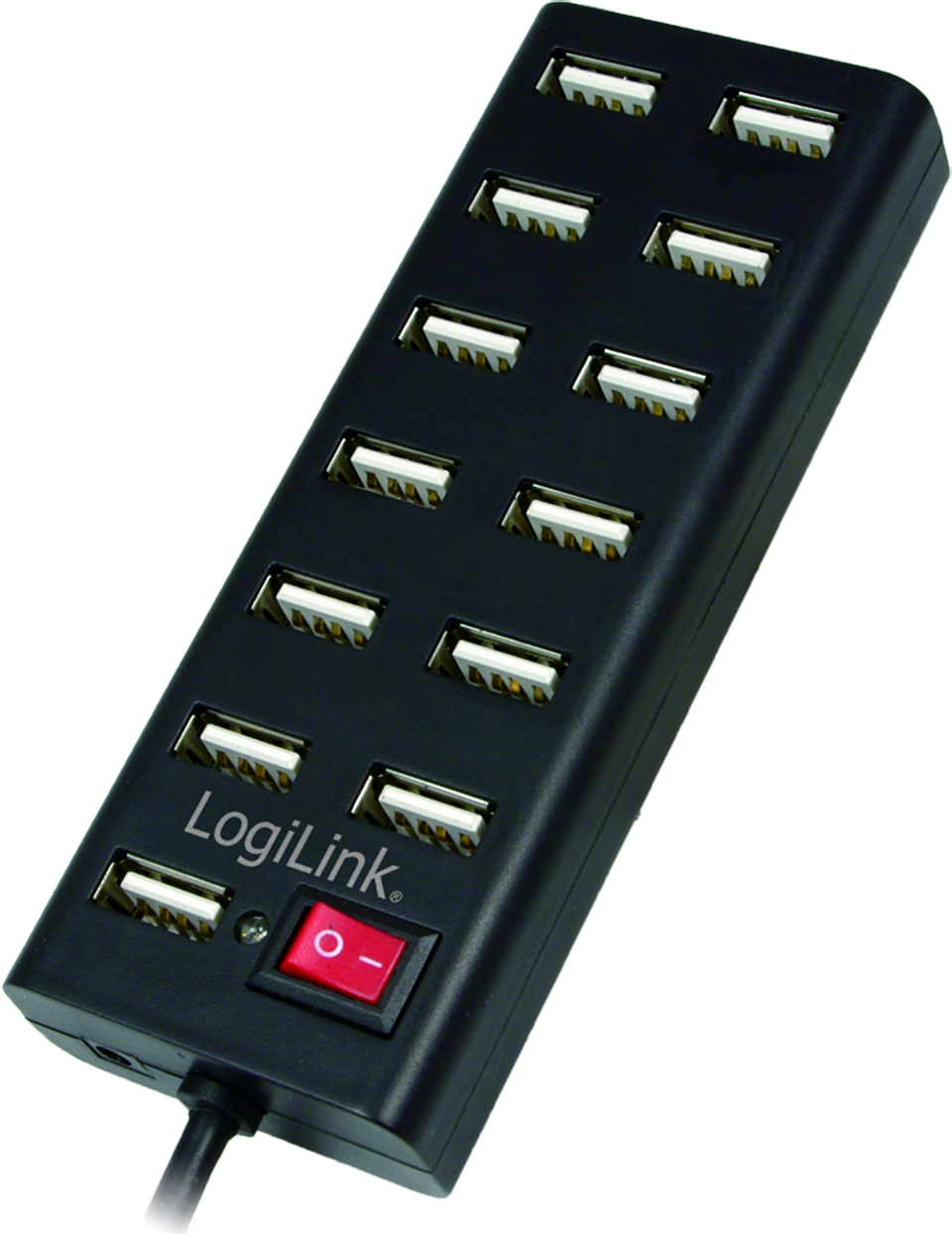 HUB extern LOGILINK, porturi USB: USB 2.0 x 13, conectare prin USB 2.0, alimentare retea 220 V, cablu 0.75 m, negru, "UA0126" (timbru verde 0.8 lei)