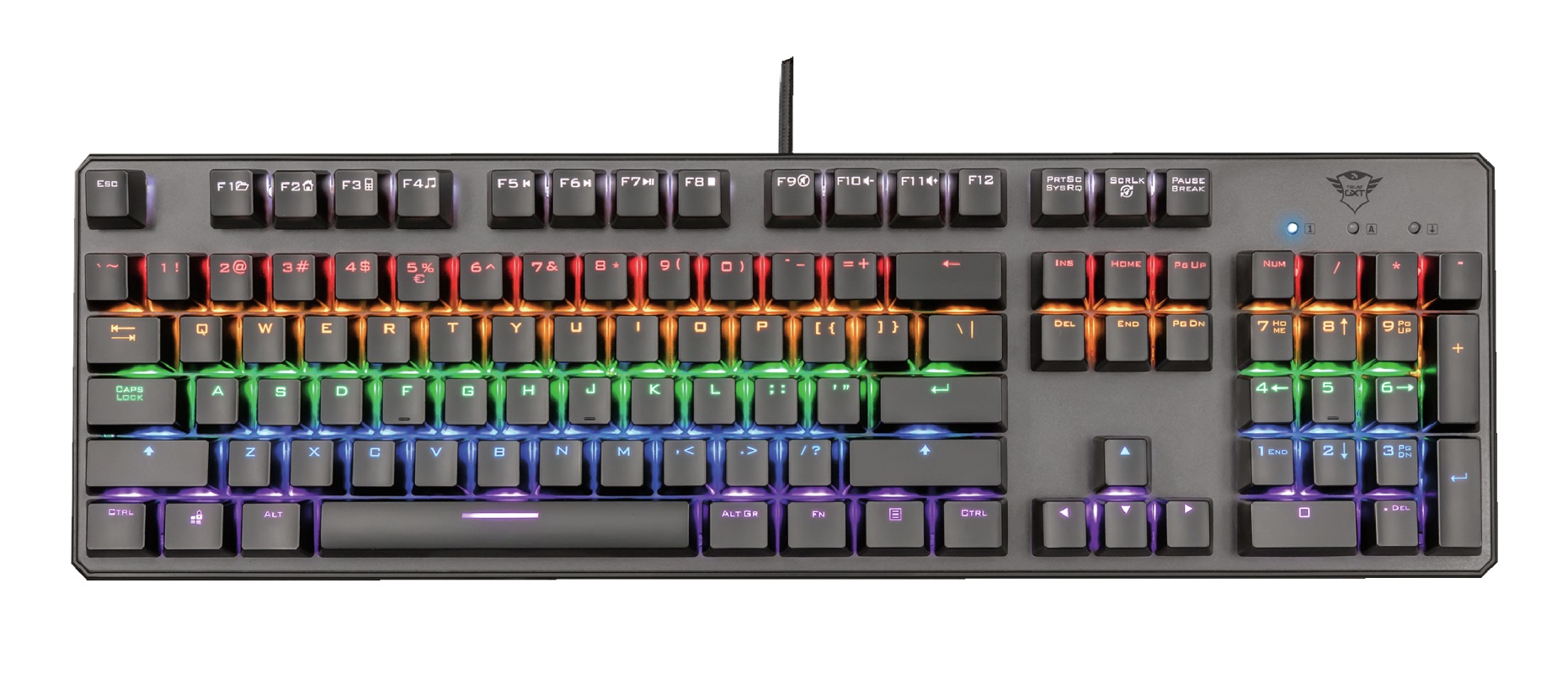 TASTATURA TRUST- gaming, "GXT 865 Astra", cu fir, 104 taste, format standard , mecanica, switch GXT-Red, USB, negru, "TR-22630" (timbru verde 0.8 lei)