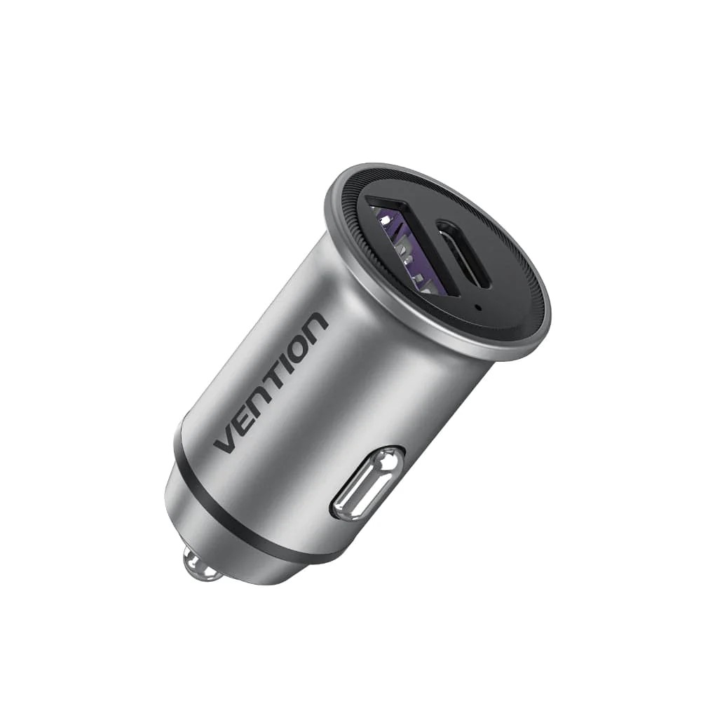 Alimentator SmartPhone Auto Vention, 30W, 1 x USB-C, 1 x USB-A, PD+QC, gri, "FFFH0" (timbru verde 0.18 lei)