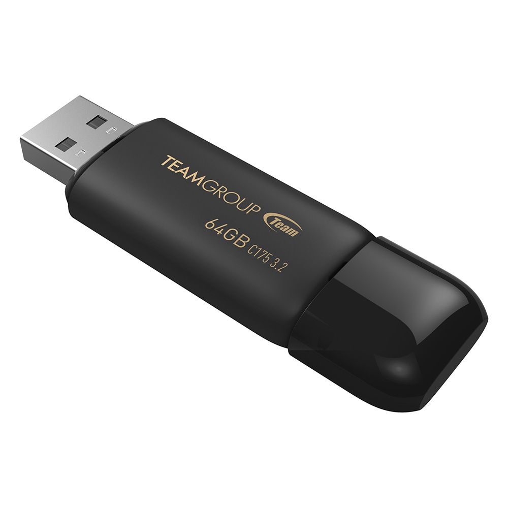 MEMORIE USB 3.2 TEAMGROUP C175, 64 GB, plastic, negru "TC175364GB01" (timbru verde 0.03 lei)