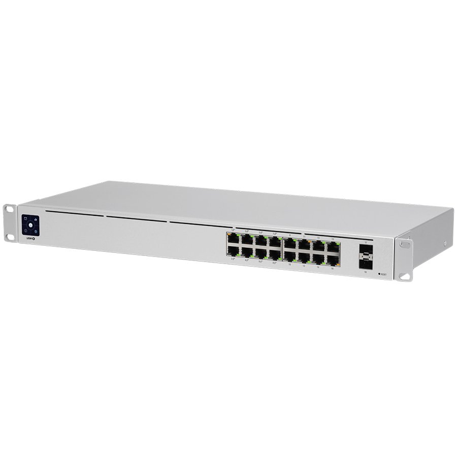 SWITCH. PoE Ubiquiti, port Gigabit x 16, SFP SFP x 2, managed, rackabil, carcasa metalica, "USW-16-POE-EU" (timbru verde 2 lei)