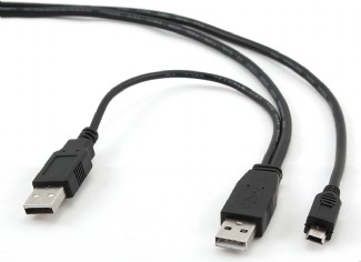 CABLU alimentare si date GEMBIRD, pt. smartphone, USB 2.0 (T) la Mini-USB 2.0 (T), 0.9m, conectori auriti, extra power socket USB 2.0 (T), negru, "CCP-USB22-AM5P-3" (timbru verde 0.08 lei)