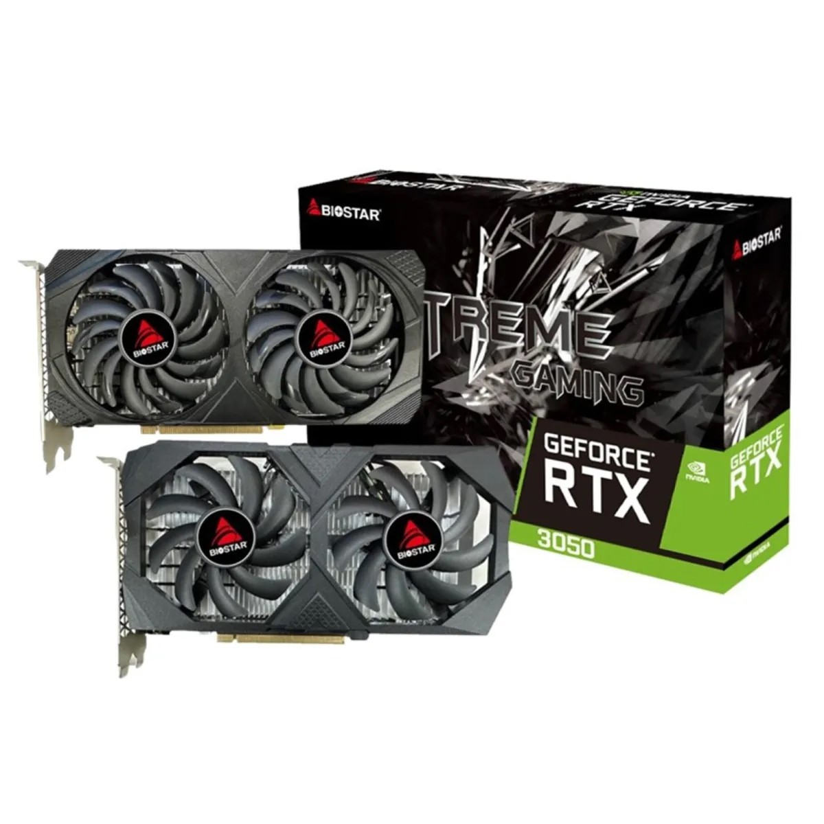 Placa video Biostar "GeForce RTX 3050-6GB", 6GB GDDR6, 96bit, PCI Express 4.0 x16, 1 x DisplayPort 1.4a, 1 x HDMI 2.1, 1 x DVI, racire activa 2 x fan, "VN3516RF68"