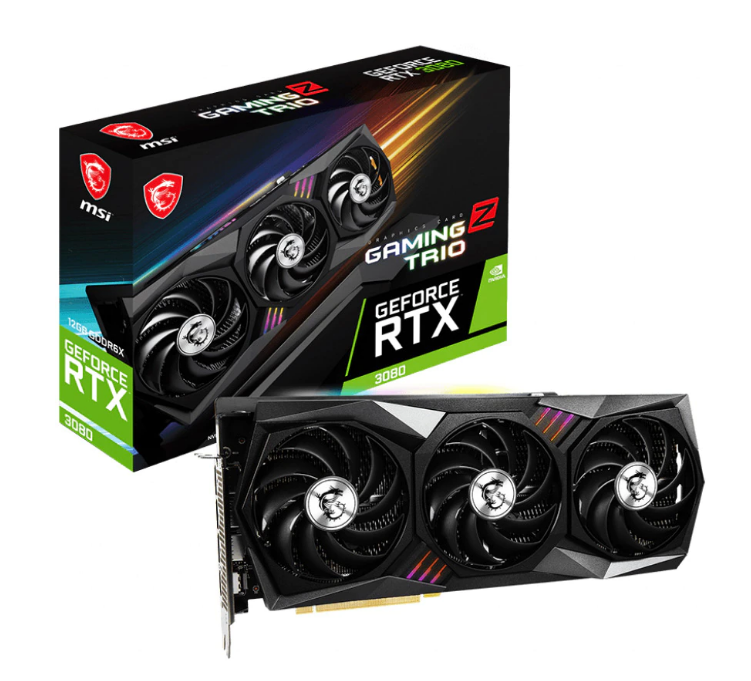 PLACA VIDEO MSI "GeForce RTX 3080 GAMING Z TRIO", 12 GB GDDR6X 384 biti, PCI Express 4.0 x 16, HDMI DisplayPort x 3, sistem racire aer, "GEFORCE RTX 3080 GAMING Z TRIO 12G LHR"
