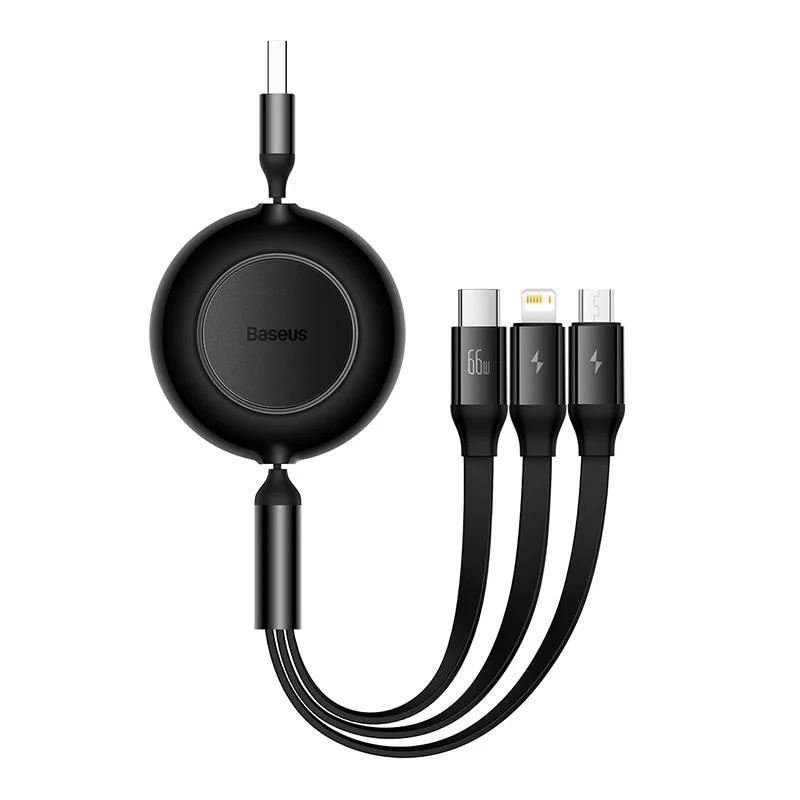 CABLU alimentare si date Baseus, Fast Charging Data Cable pt. smartphone, USB la USB-C / Lightning / Micro, 66W/2A, 480Mbps, negru "CAMJ010101" (include TV 0.18lei) - 6932172609092