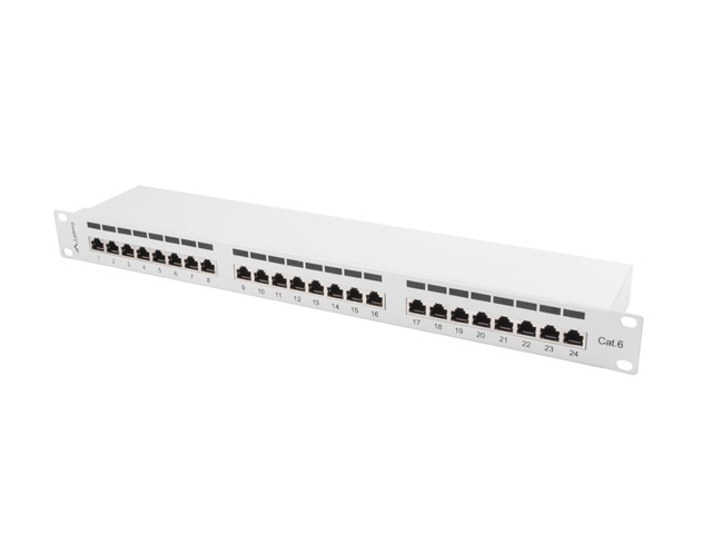 Patch panel 24 porturi 1U Cat.6 FTP gri "PPS6-1024-S" (timbru verde 0.08 lei)