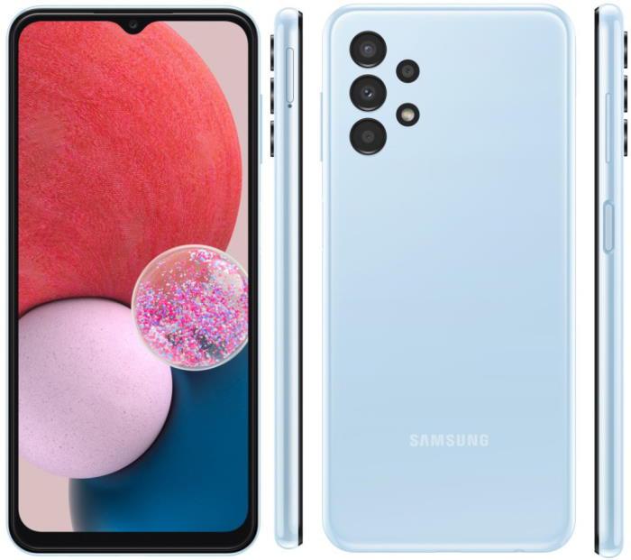 SMARTphone Samsung, "Galaxy A13" ecran 6.6 inch, dual sim, rez. camera 50 Mpix, memorie interna 64 GB, 4G, Android, acumulator 5000 mAh, albastru, "SM-A135FLBV" (timbru verde 0.45 lei)