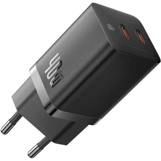 INCARCATOR retea Baseus GaN5, Quick Charge 40W, 2 x USB Type-C, negru "P10110804117-Z1" (timbru verde 0.18 lei) - 6932172646264