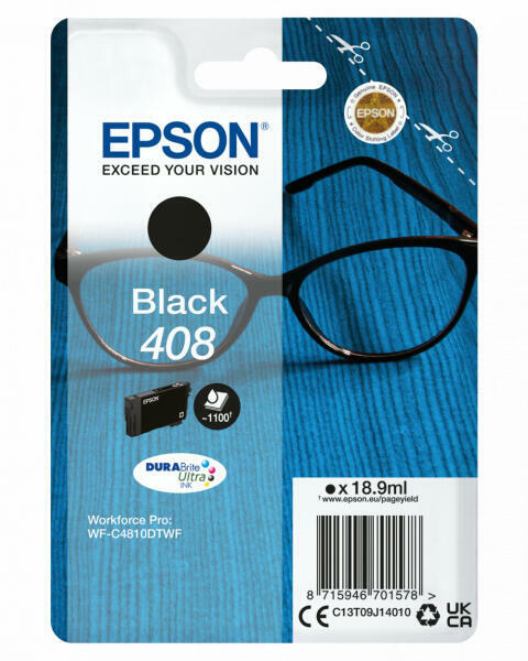 Cartus Cerneala Original Epson Black, 408, pentru , , (timbru verde 1.2 lei)"C13T09J14010"(RAPO)