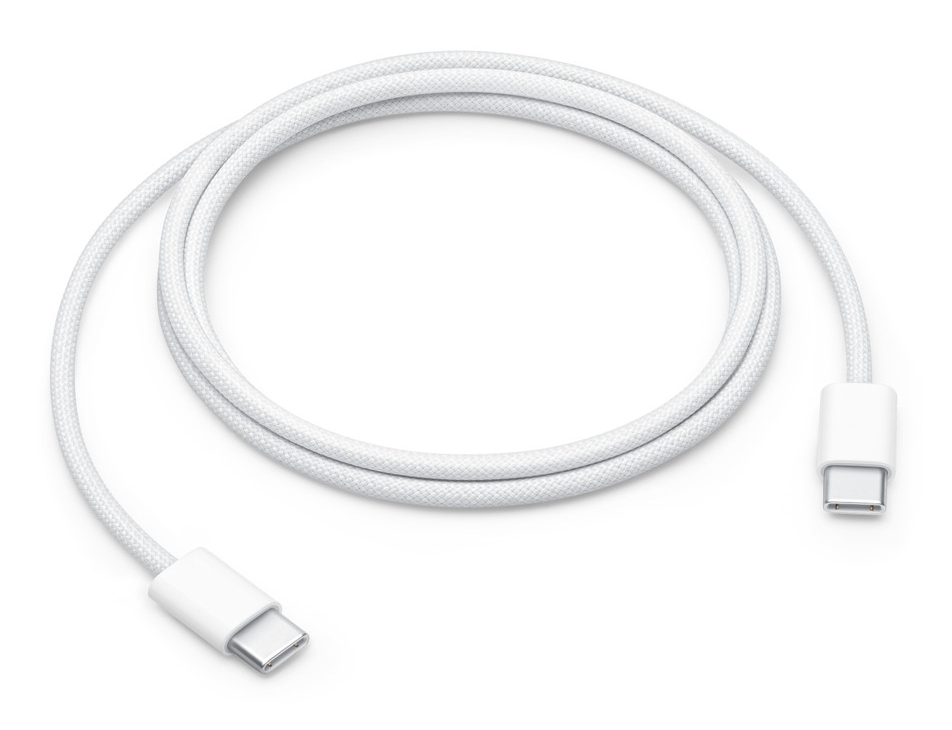 USB 2.0 charging cable, USB-C plug > USB-C plug (white, 1 meter, sleeved, charging with up to 60 watts) "MW493" (timbru verde 0.08 lei)