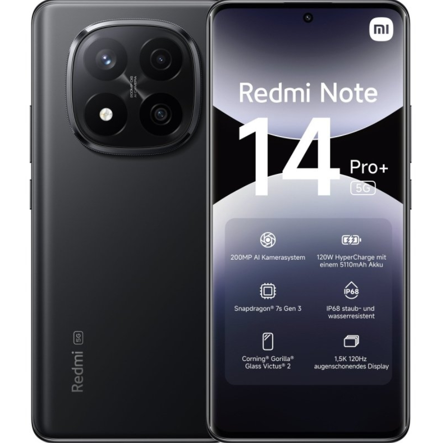 Xiaomi Redmi Note 14 Pro+ 12/512GB 5G Bk "MZB0I9LEU" (timbru verde 0.45 lei)
