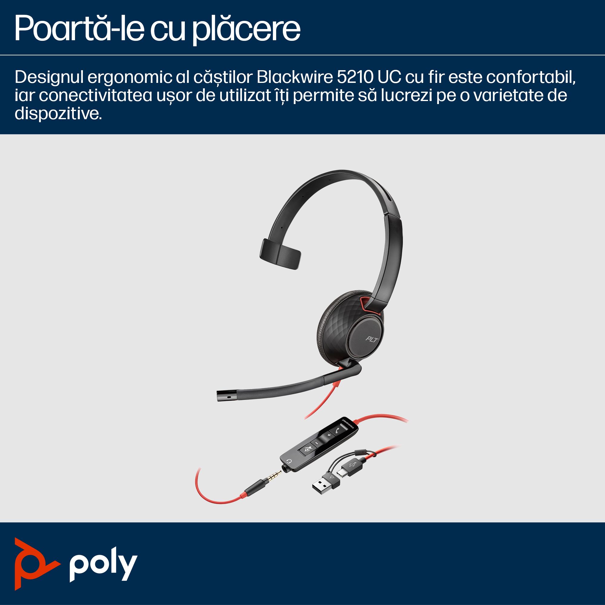Poly BW 5210 USB-C HS +3.5mmP +USB-C/A"8X230AA" - imagine 6