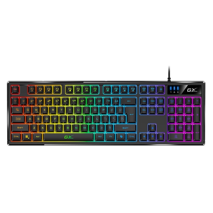 TASTATURA Genius "Scorpion K7", USB, cu fir, mecanica, de gaming, 7 culori RGB, taste programabile, anti-ghosting, 104 taste, negru, "31310054400" (timbru verde 0.8 lei)
