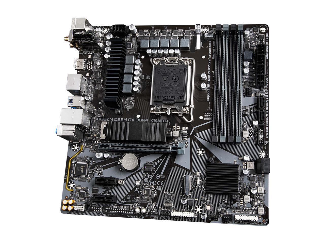 PLACA de BAZA Gigabyte "B660M DS3H AX D4", skt LGA 1700, mATX, Intel B660, 4 x DDR4, max. 128 GB, 4 x SATA, 2 x M.2, 7.1, "B660M DS3H AX D4"