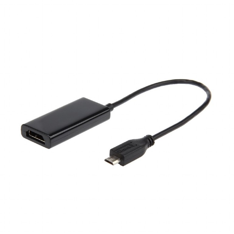 ADAPTOR video GEMBIRD, adaptor Micro-USB (T) la HDMI (M), 16cm, rezolutie maxima Full HD (1920 x 1080) la 60Hz, conecteaza smartphone cu mufa 5-pin MHL la TV, negru, "A-MHL-002" (timbru verde 0.08 lei)