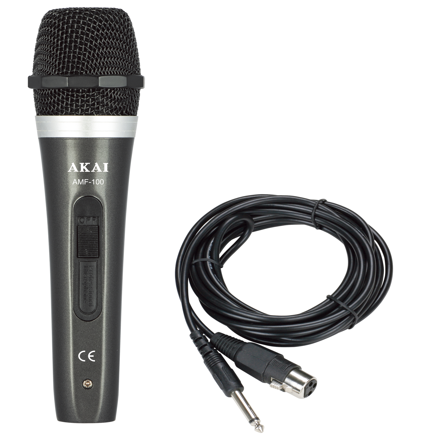 Microfon cu fir Akai, tip hipercardioid burete integrat, negru, "AMF-100" (timbru verde 0.8lei)