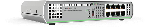 SWITCH ALLIED TELESIS, GS910/8, porturi Gigabit x 8, unmanaged, carcasa metalica, "AT-GS910/8-50" (timbru verde 2 lei)