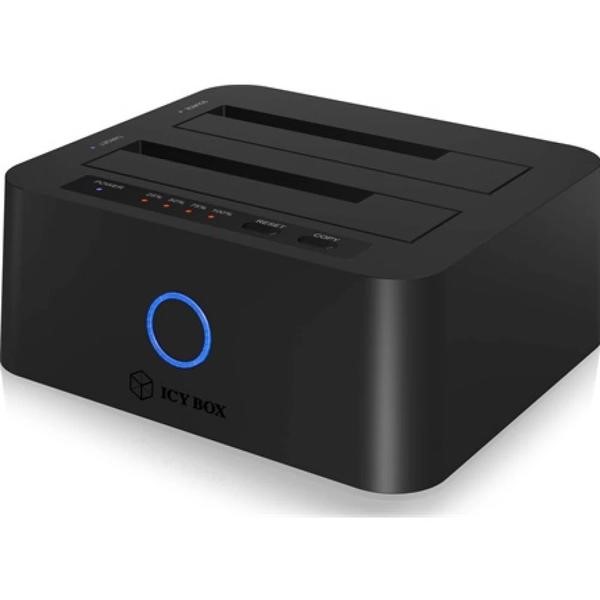 DOCKING STATION Icy Box, pentru clonat HDD/SSD 2.5" si 3.5" SATA, functie mirroring, 2 bay-uri, LED, negru, "IB-1232CL-U3" 9timbru verde 0.8 lei)