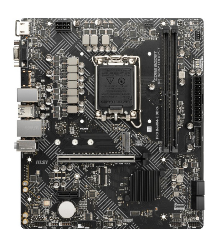 PLACA de BAZA MSI "PRO B660M-E DDR4", skt LGA 1700, mATX, Intel B660, 2 x DDR4, max. 64 GB, 4 x SATA, 1 x M.2, 7.1, "PRO B660M-E DDR4"