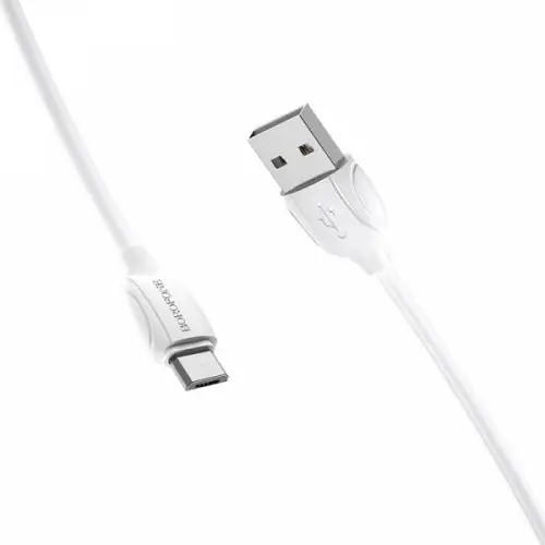 CABLU alimentare si date Borofone "BX19", Charging Data Cable pt. smartphone, USB la micro USB, 2.4A, 1m, alb "6931474701787" (timbru verde 0.18 lei)