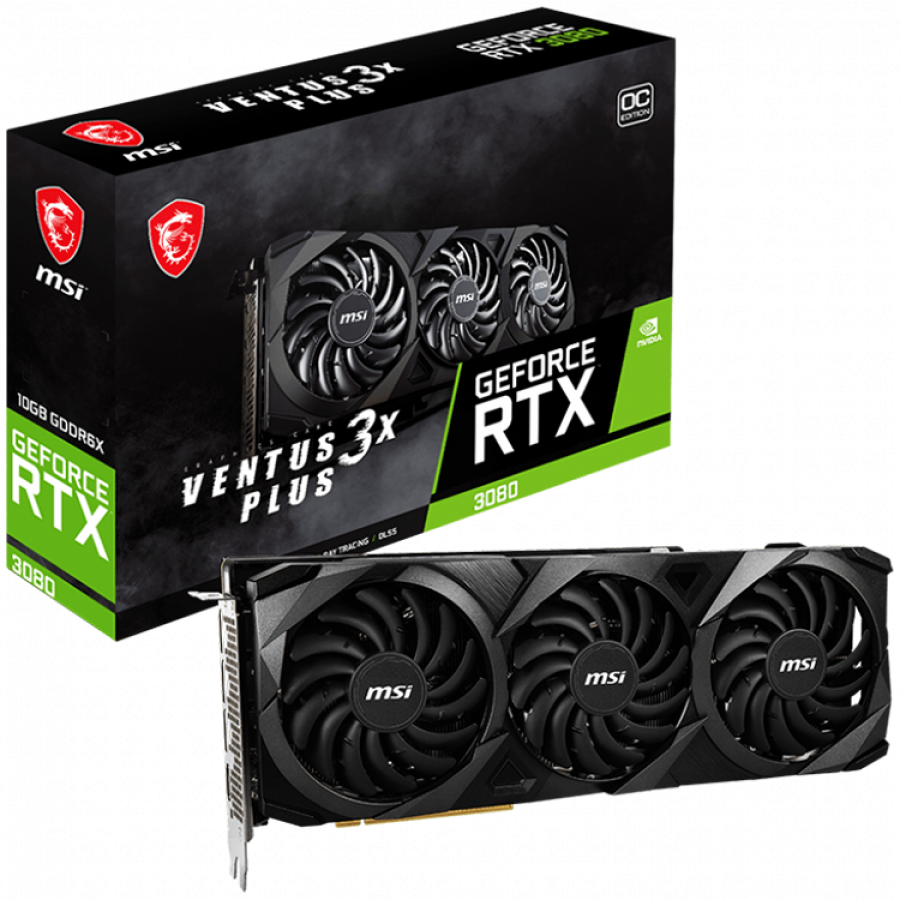 MSI Video Card NVIDIA RTX 3080 VENTUS 3X PLUS 10G OC LHR, GDDR6 10GB/320bit, 1xHDMI, 3xDP, Retail, LITE HASH RATE, "RTX_3080_VENTUS_3X_PLUS_10G_OC_LHR"