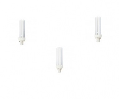 SET 3 becuri fluorescent Panasonic, soclu G24D-3, putere 26W, forma liniar, lumina alb calda, alimentare 220 - 240 V, "FDS26E40/2D-3" (timbru verde 1.35 lei)