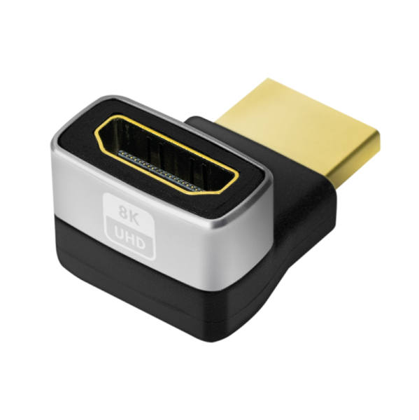ADAPTOR video LOGILINK, HDMI (T) la HDMI (M), conectori auriti, rezolutie maxima 8K (7680 x 4320) la 60 Hz, 270 grade, negru-gri, "AH0007A" (timbru verde 0.03 lei)