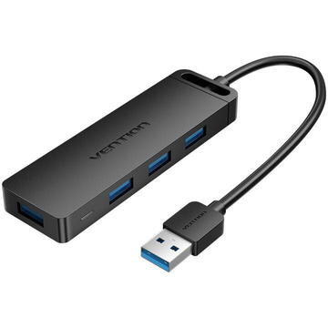 HUB USB Vention, porturi: 4 x USB 3.2 gen 1, micro USB (M), conectare prin USB 3.2 gen 1, rata transfer 5 Gbps, ABS, cablu 1m, negru, "CHLBF" (timbru verde 0.18 lei) - 6922794746640