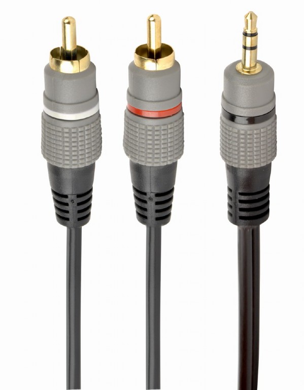 CABLU audio GEMBIRD stereo (3.5 mm jack la 2 x RCA), 1.5m, conectori auriti, "CCA-352-1.5M" (timbru verde 0.08 lei)
