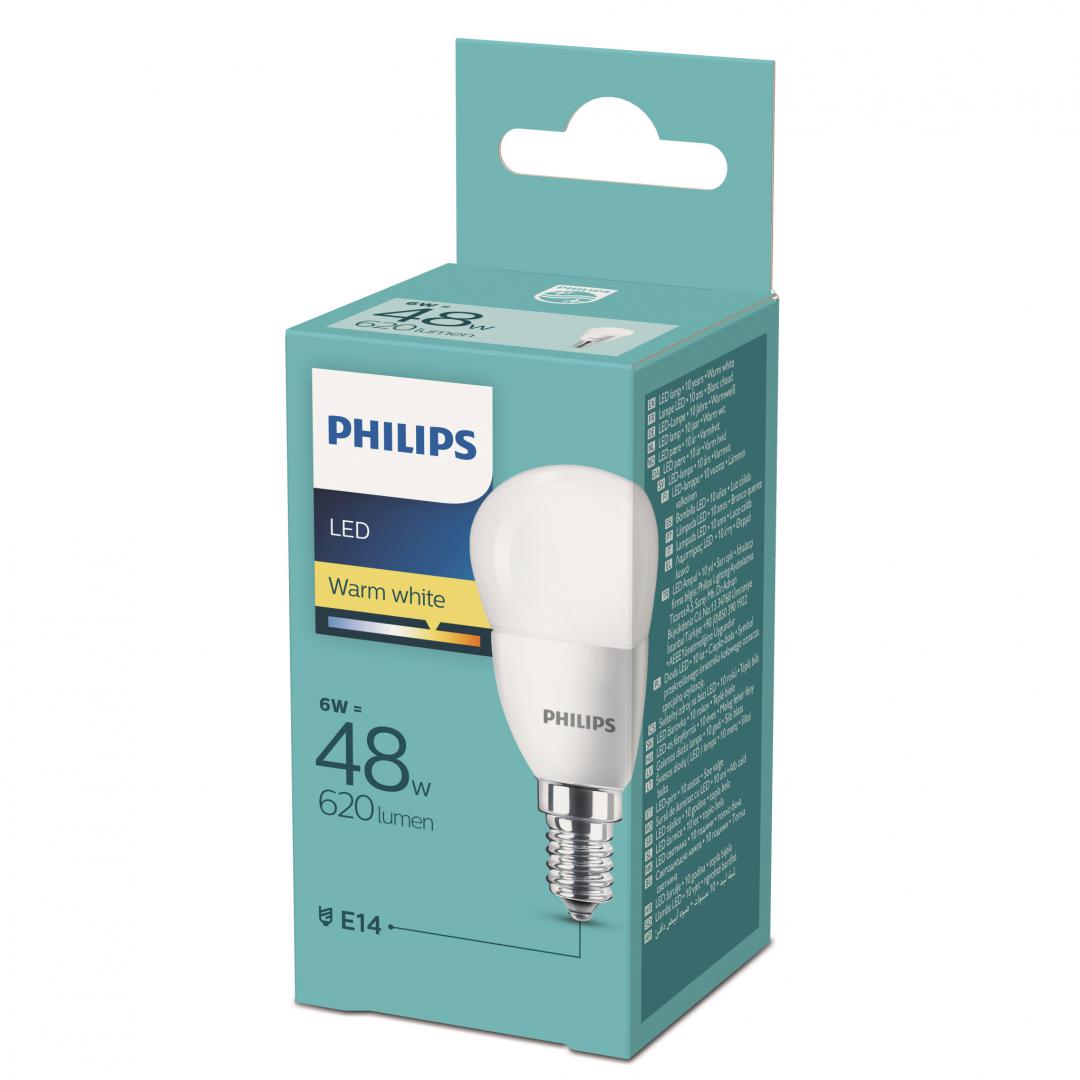 BEC LED Philips, soclu E14, putere 6W, forma clasic, lumina alb calda, alimentare 220 - 240 V, "000008718699632472" (timbru verde 0.45 lei)