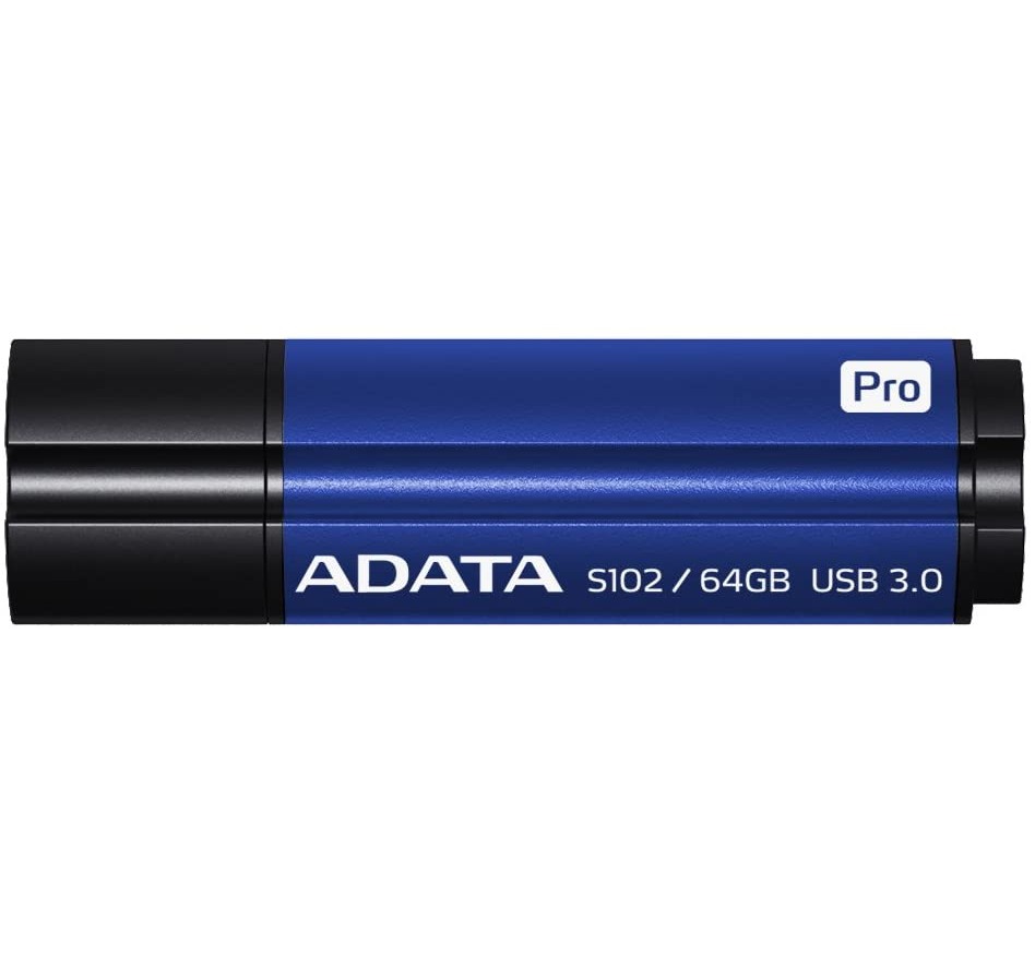 MEMORIE USB 3.1 ADATA 64 GB, cu capac, carcasa aluminiu, negru / albastru, "AS102P-64G-RBL" (timbru verde 0.03 lei)