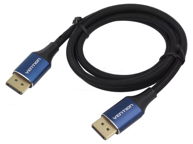 Cablu video Vention, DisplayPort(T) la DisplayPort(T), 1m, rezolutie 8K la 60Hz/4K la 120Hz, PVC, negru, "HCELF" (timbru verde 0.08 lei) - 6922794765283