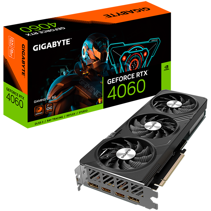 GIGABYTE Video Card NVIDIA GeForce RTX 4060 GAMING OC 8G, GDDR6 8GB/128bit, PCI-E 4.0 x8, 1x8-pin, Retail "GV-N4060GAMING OC-8GD"