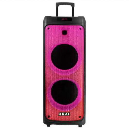 Boxa portabila AKAI, tip troller, 100 W RMS, Bluetooth 5.0, joc lumini, USB, microfon, telecomanda, negru, "PARTY SPEAKER 1010" (timbru verde 40 lei)