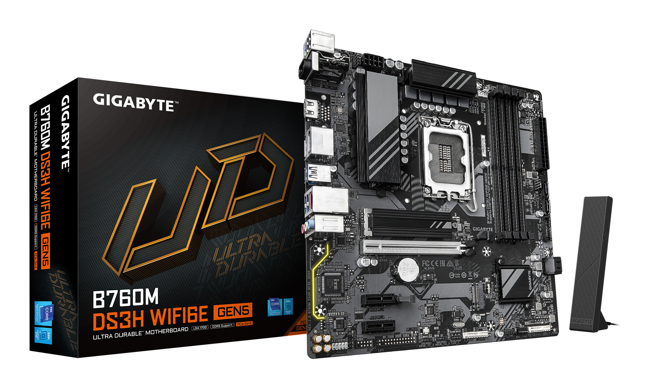 Placa de baza B760M DS3H WIFI6E GEN5, Socket 1700, DDR5, mATX, Negru "B760M DS3H WF6E GEN5"