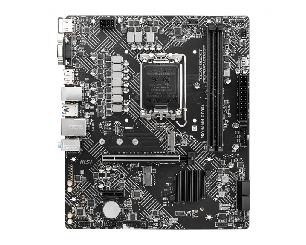 PLACA de BAZA MSI "PRO H610M-G DDR4", skt LGA 1700, mATX, Intel H610, 4 x DDR4, max. 128 GB, 4 x SATA, 1 x M.2, 7.1, "PRO H610M-G DDR4"