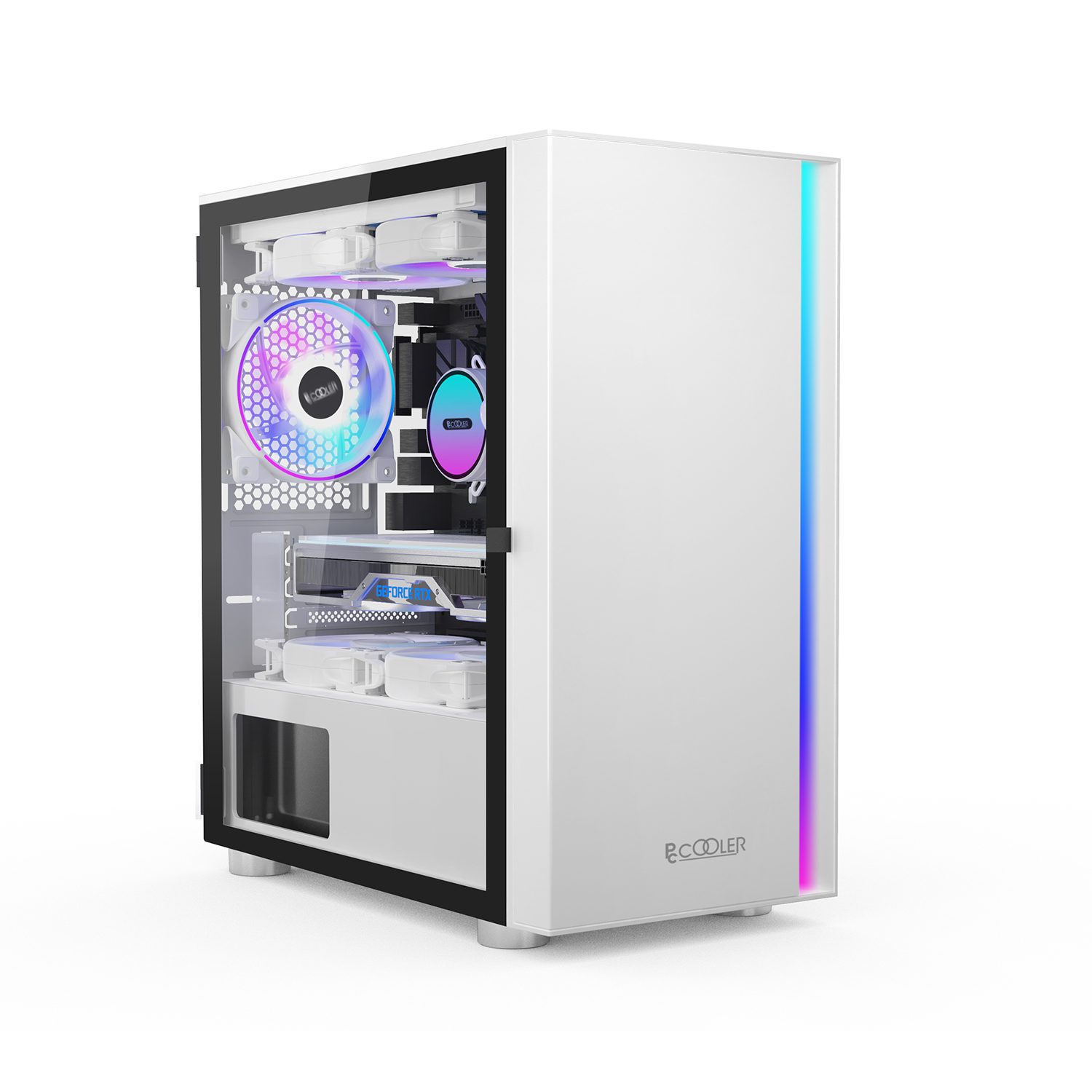 CARCASA PCCOOLER, Middle Tower, mATX, ITX, fara sursa, sticla securizata, 1 ventilator inclus ARGB, alb, USB 3.2 gen 1 x 1, USB 2.0 x 2, mic, audio, "LM300W ARGB"