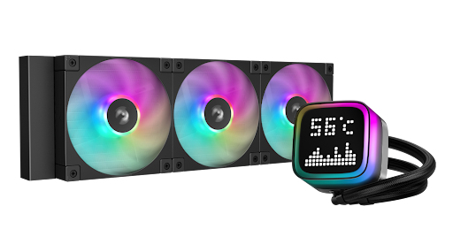 COOLER DeepCool "LP360", skt. Intel si AMD, racire cu lichid, 3 x 120mm, 600 - 2400 RPM, iluminare RGB adresabil, afisaj digital, negru "R-LP360-BKMSNC-G-1" (timbru verde 2.00 lei)