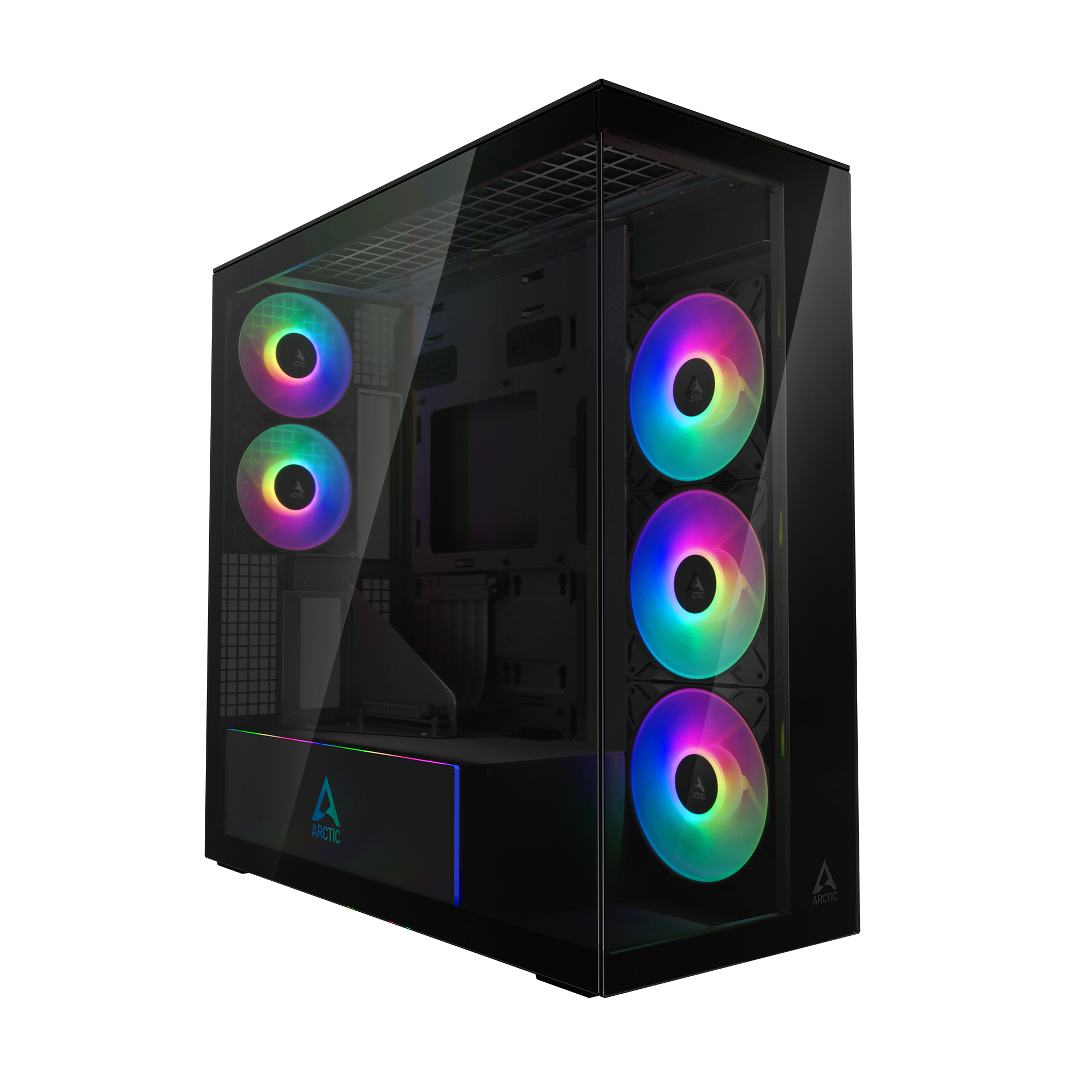 CARCASA Arctic "Xtender Mirror BK VG", mid tower, max 8xfan, 3xP14 ProR ARGB si 2xP12Pro ARGB instalate, PSU shroud 24 LED ARGB, USB-C x 1, USB 3.2 x 2, audio+mic, 7 sloturi expans, negru, "ACPCC00019A" (timbru verde 0.4lei)