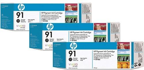 Tri-Pack Original HP Photo Black, nr.91, pentru DesignJet Z6100, 3x775ml, (timbru verde 0.45 lei)"C9481A"