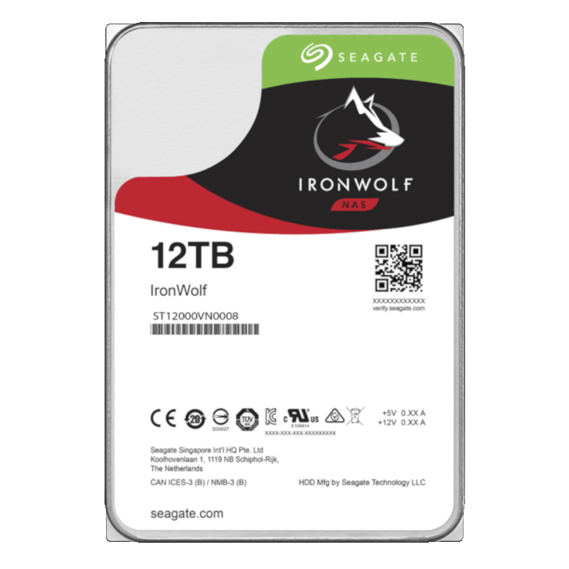 HDD SEAGATE 12 TB, IronWolf, 7.200 rpm, buffer 256 MB, pt. NAS, "ST12000VN0008"