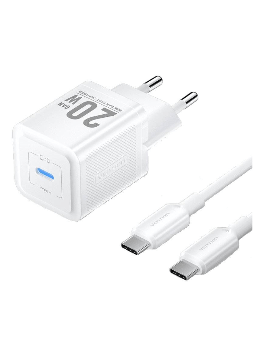 Alimentator retea Vention, 20W, PD 20W, 1 x USB-C, Cablu USB-C 1m inclus, alb, "TZ-FEPW0-EU-01" (timbru verde 0.18 lei) - 6922794786295