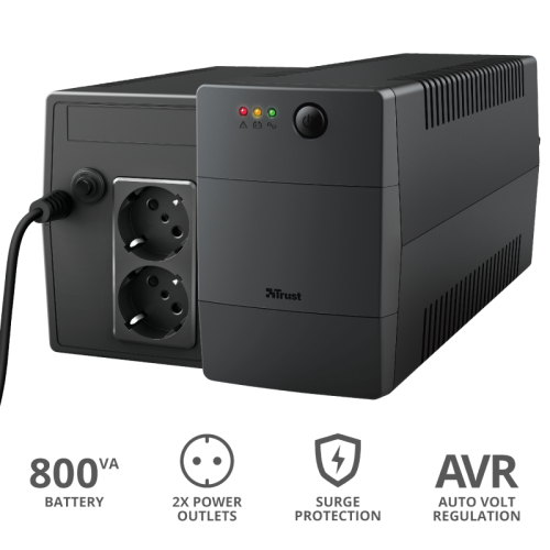 UPS Trust Paxxon 800VA UPS with 2 standard wall power outlets "23503" (timbru verde 11 lei)